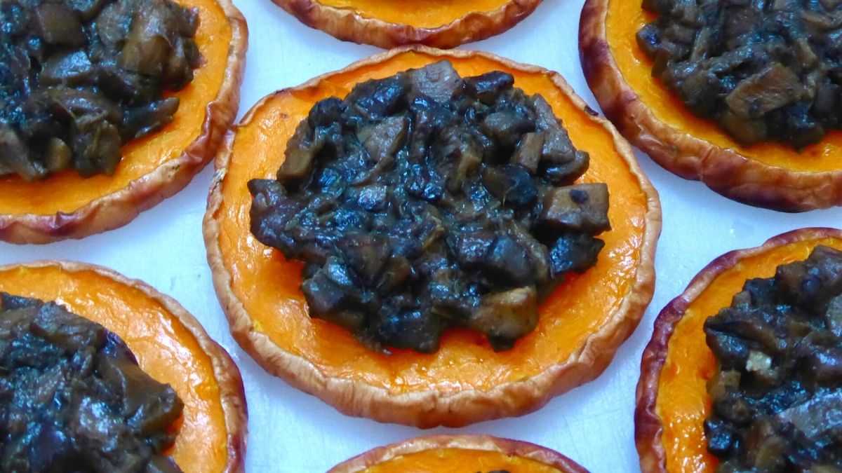 butternut squash slices with duxelles