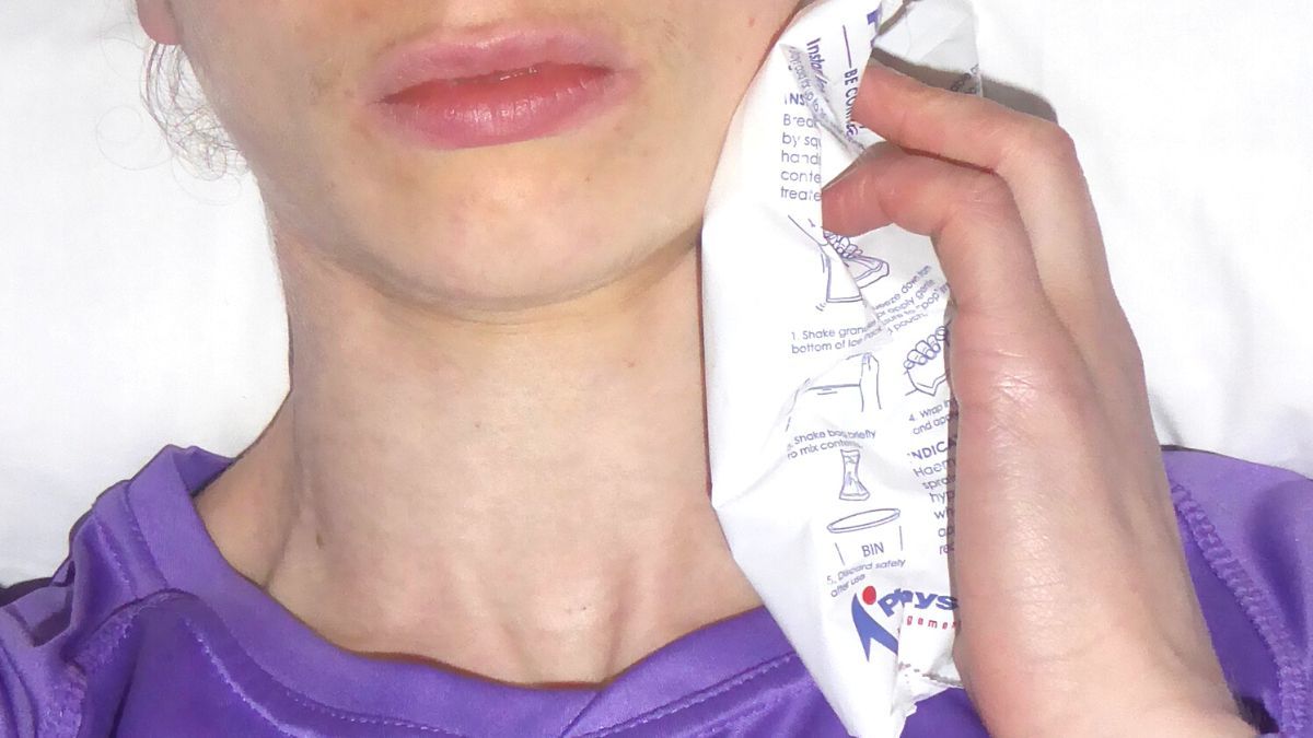ice pack on side of neck to keep cool