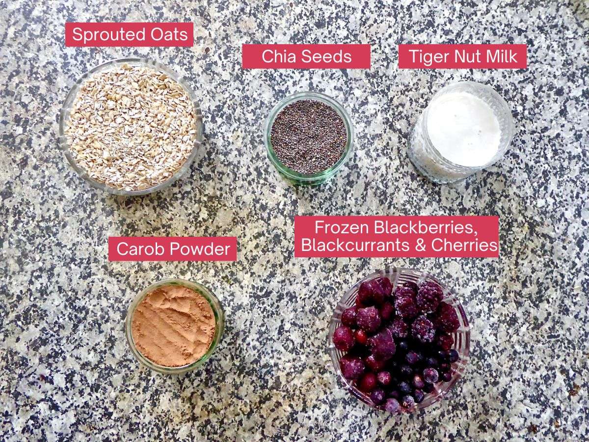 Black Forest overnight oats ingredients