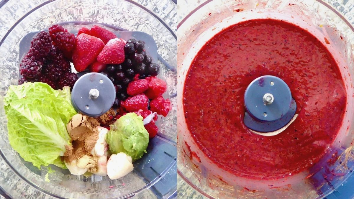 making a thick smoothie bowl in the food processor