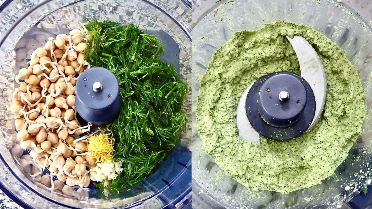 how to make lemon dill hummus at home in food processor